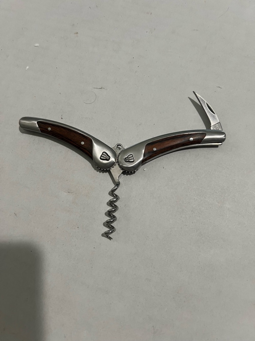 LAGUIOLE CORKSCREW WITH JUNIPER WOOD HANDLE AND STAINLESS STEEL From France